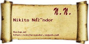 Nikits Nándor névjegykártya